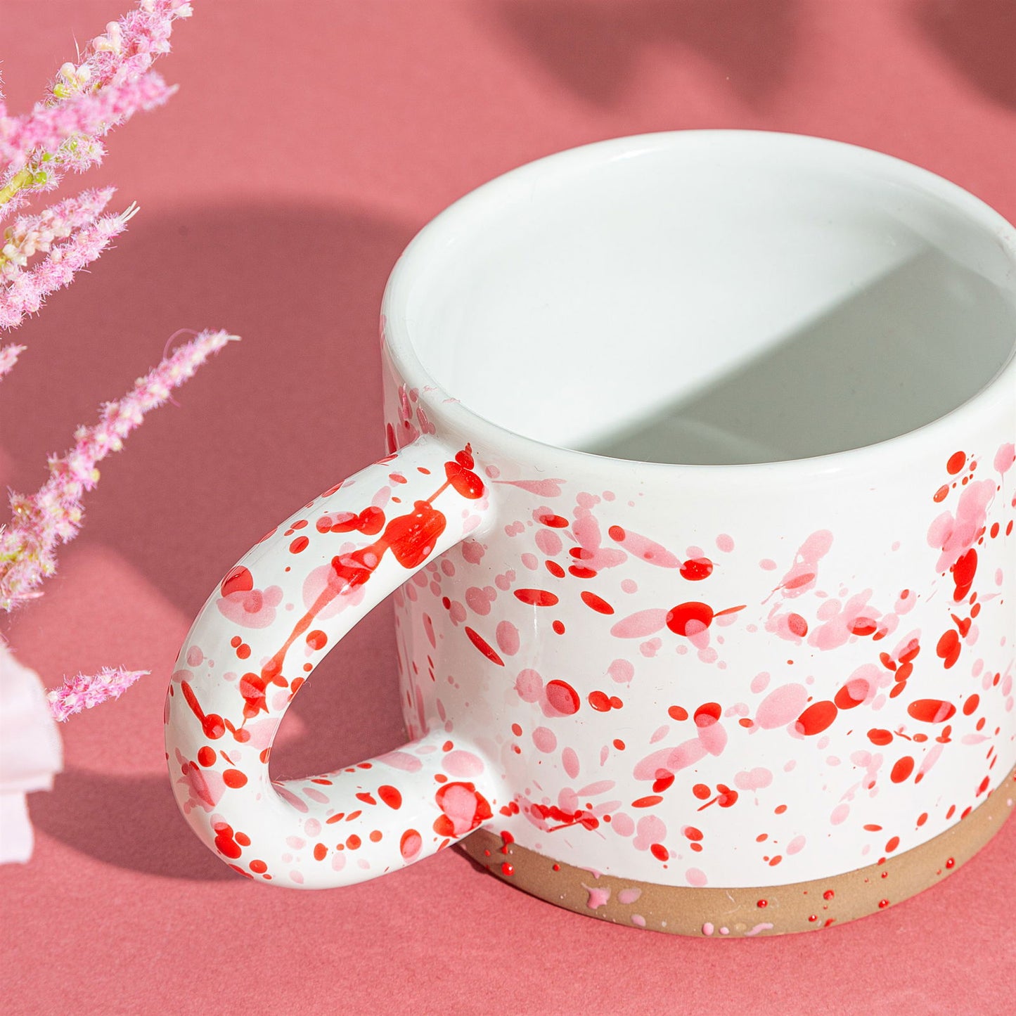 Pink and Red Splatterware Mug