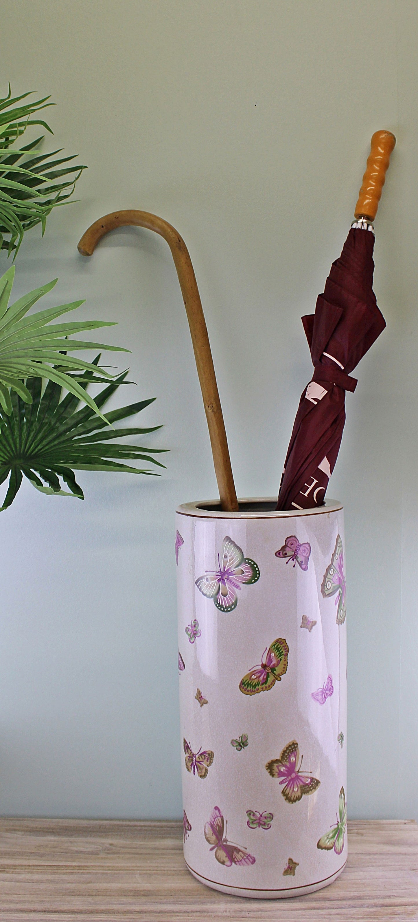 Ceramic Umbrella Stand, Butterfly Design