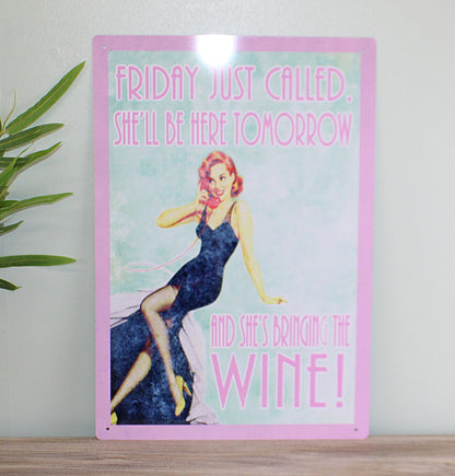 Vintage Metal Sign - Pin Up Girl