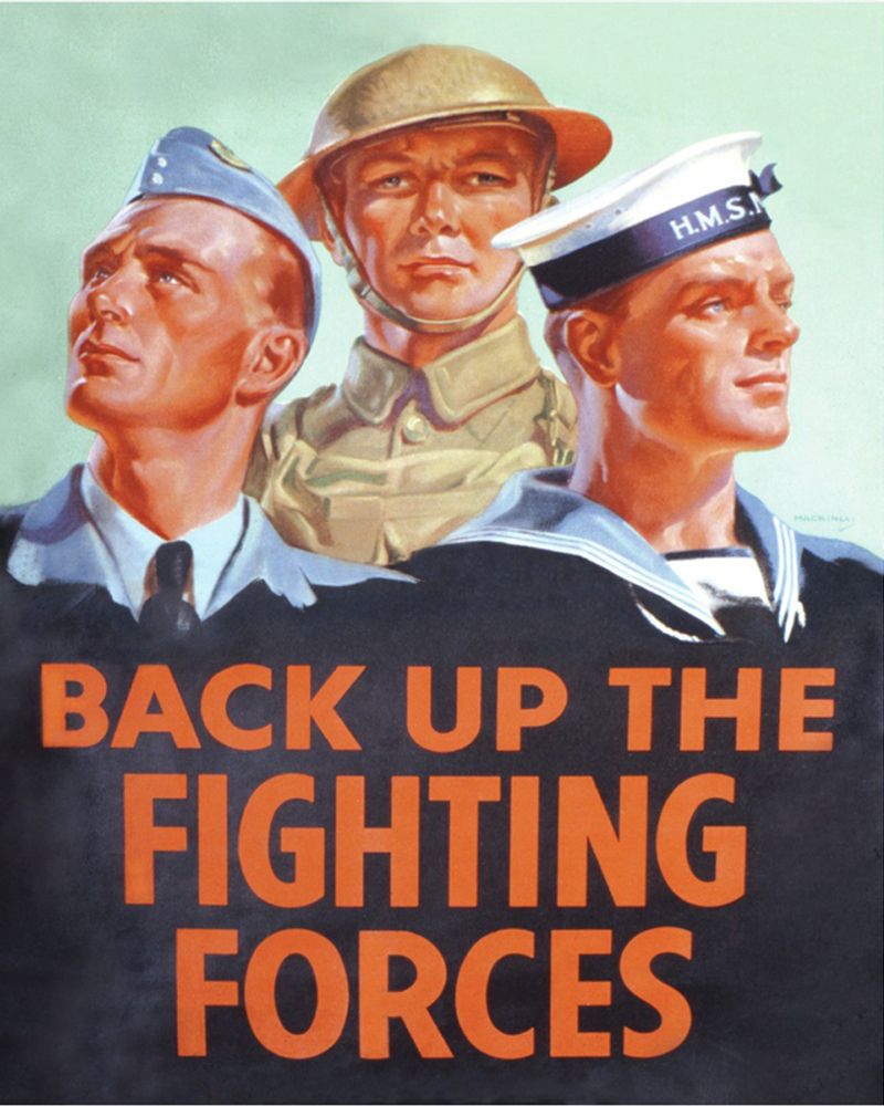 Vintage Metal Sign - Retro Propaganda - Back Up The Fighting Forces