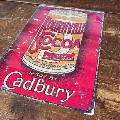 Vintage Metal Sign - Retro Advertising Cadbury Bournville Cocoa