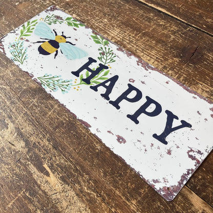 Vintage Metal Sign - Bee Happy Wall Sign