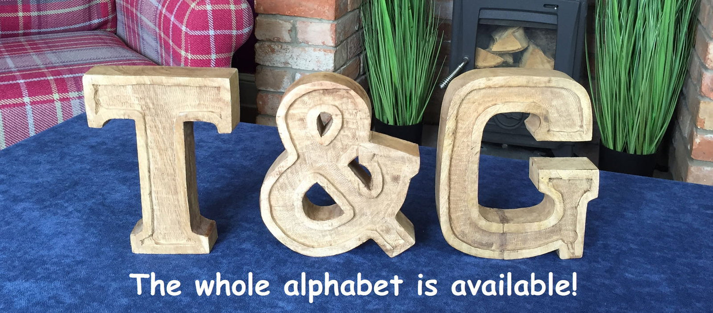 Hand Carved Wooden Embossed Letter T