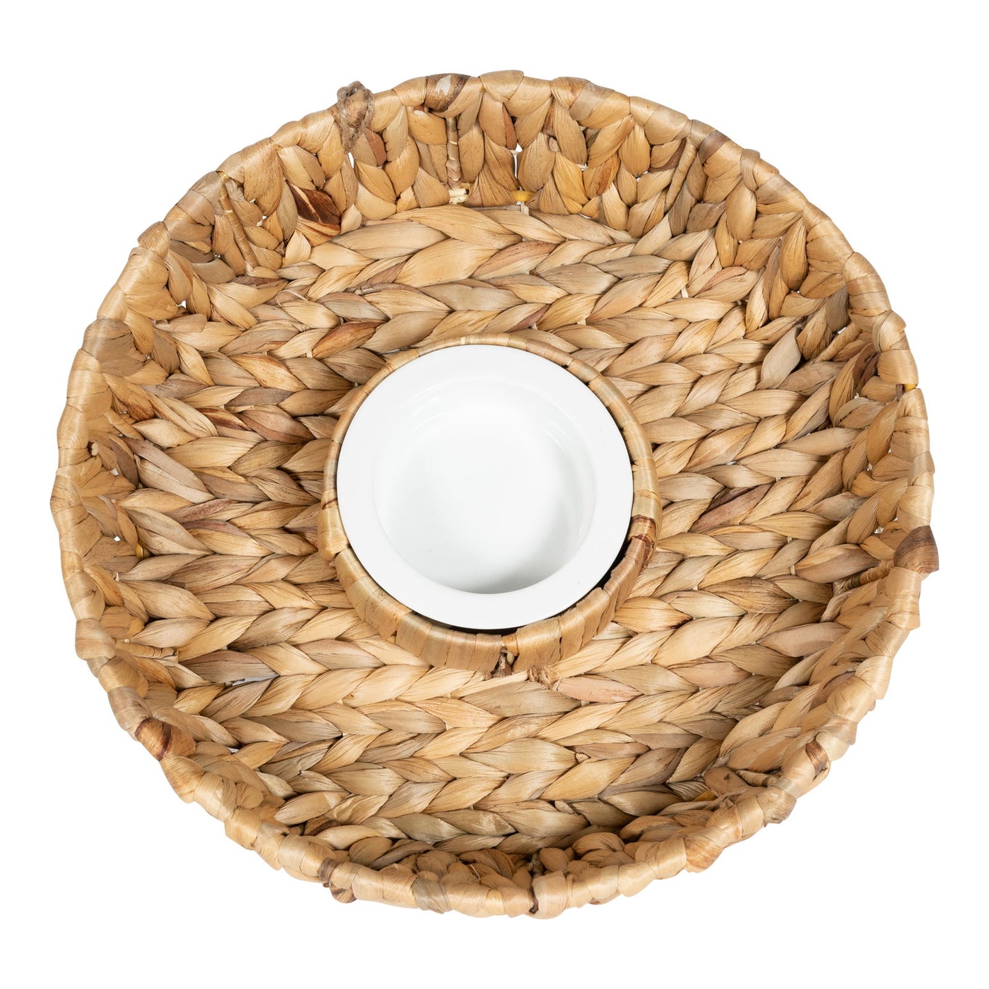 Circular Raffia Weaved Chip & Dip Tray 35cm