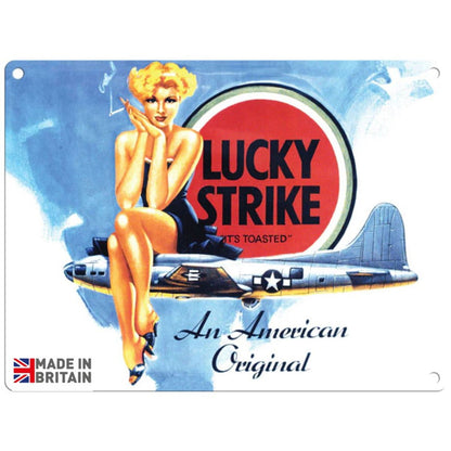 Small Metal Sign 45 x 37.5cm Vintage Retro Lucky Strike Cigarettes