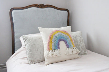 Rainbow Tassel Square Scatter Cushion