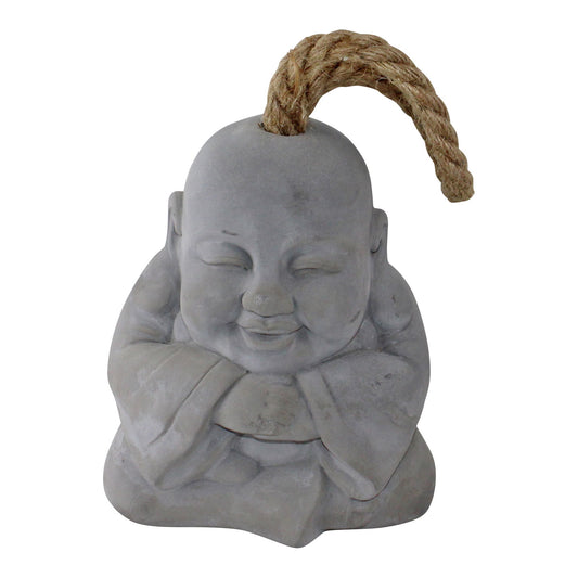 Smiling Buddha Grey Cement Doorstop