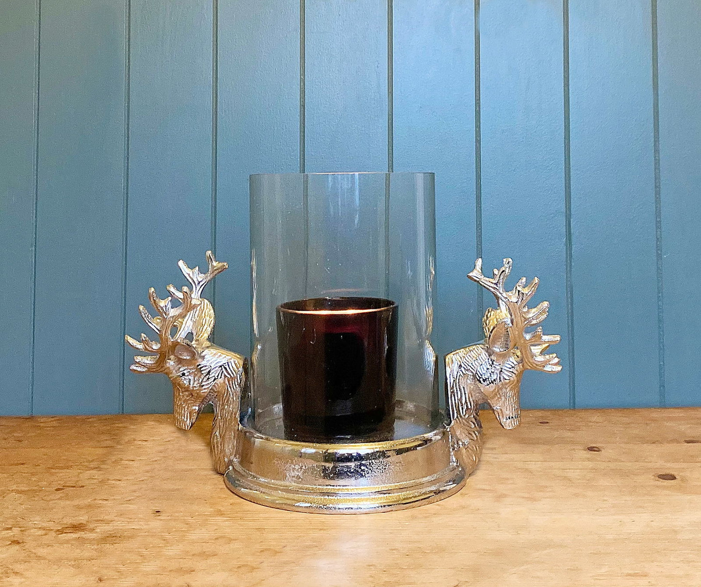 Stag Double Head Pillar Candle Holder