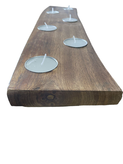 Long Mango Wood 6 Tea Light Holder 49cm