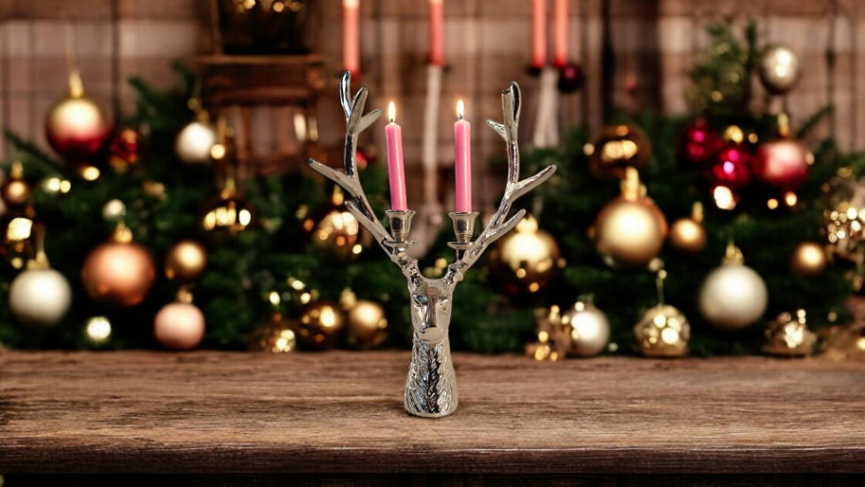 Stag 2 Piece Dinner Candle Holder 50cm