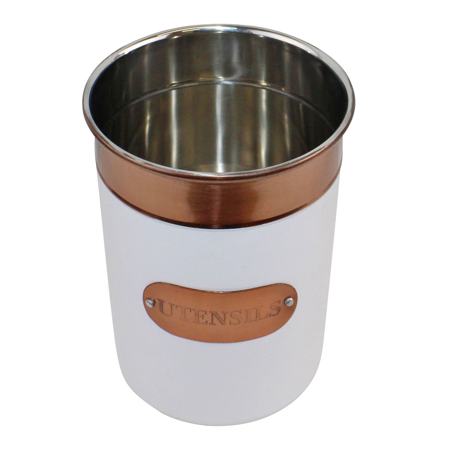 Utensils Holder, Copper & White Metal Design