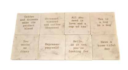 Tea & Coffee Marble Coasters 2 Types Set of 8