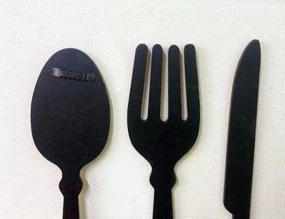 Black Three Piece Cutlery Wall Decoration 39cm