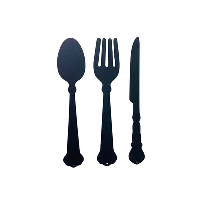 Black Three Piece Cutlery Wall Decoration 39cm