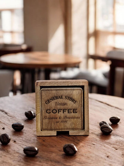 Coffee General Store Coasters Set Of 4