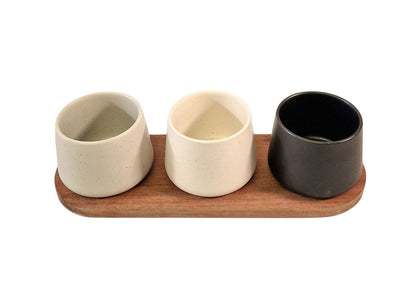 Set of 3 Tapas Set (Tall) on Acacia Wooden Tray