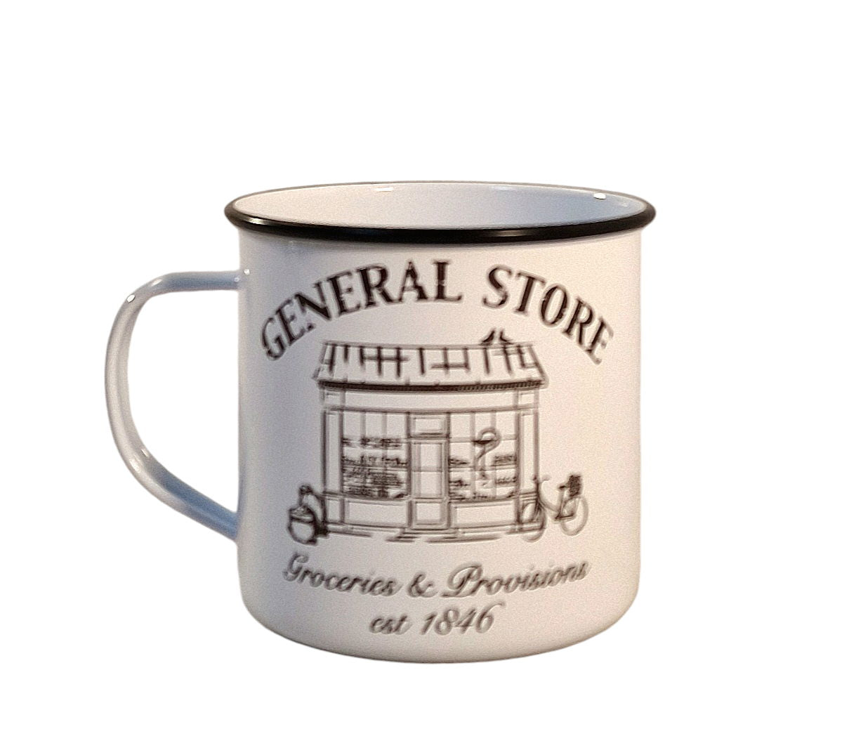 White General Store Tin Mug