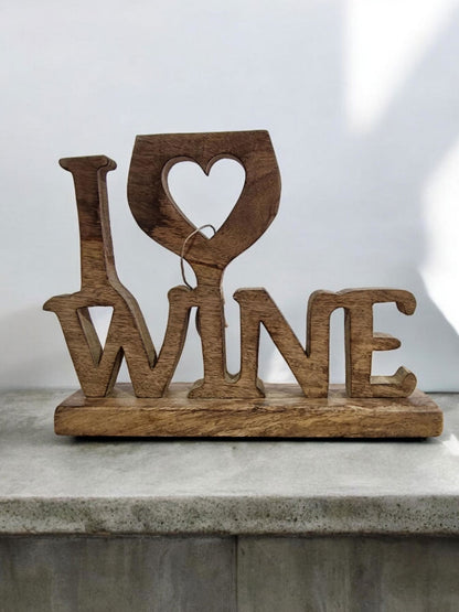 I Love Wine Wooden Decoration 31cm