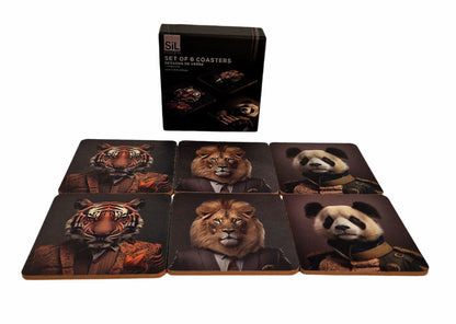 Jungle Animal Head Coaster Set of 6