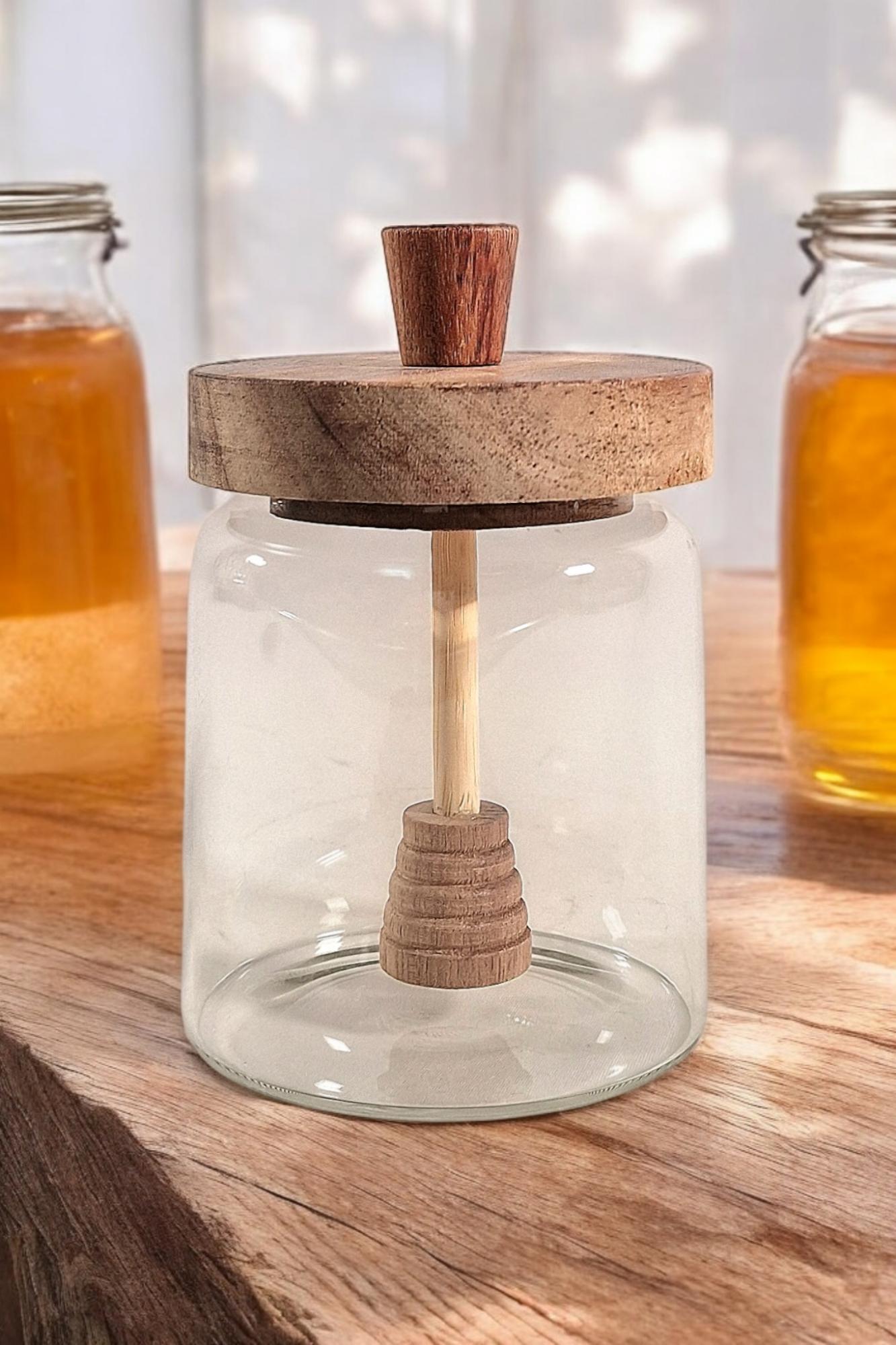 Glass Honey Storage Jar With Stirer