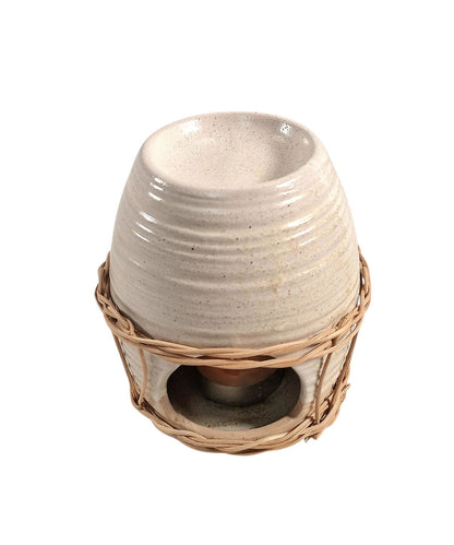 Ceramic Oil Burner With Rattan Design