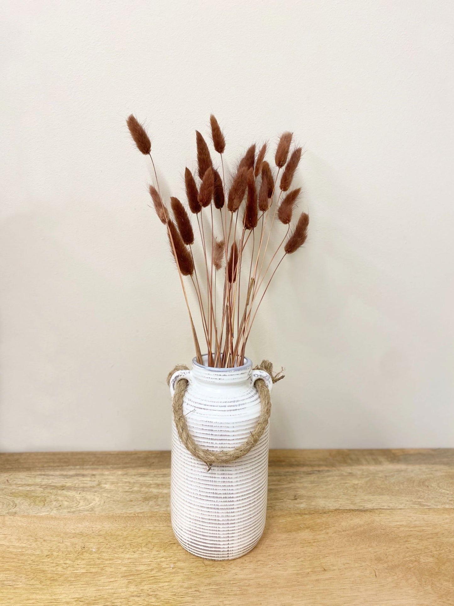 Small Stone Vase with Rope Handle