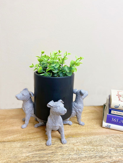 Set of Grey Dog Pot Risers