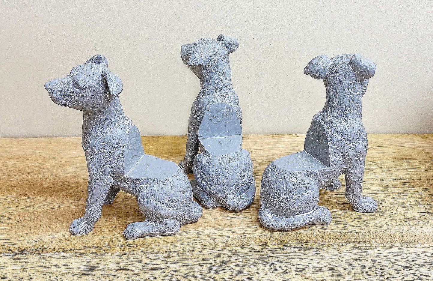 Set of Grey Dog Pot Risers