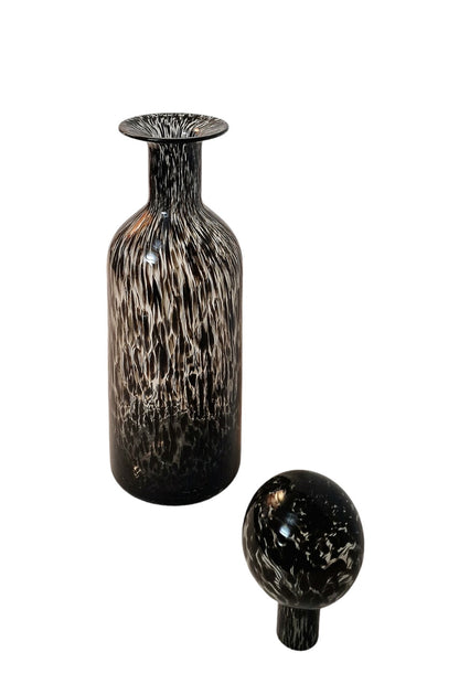 Glass Bottle with Round Lid Black & White 40cm