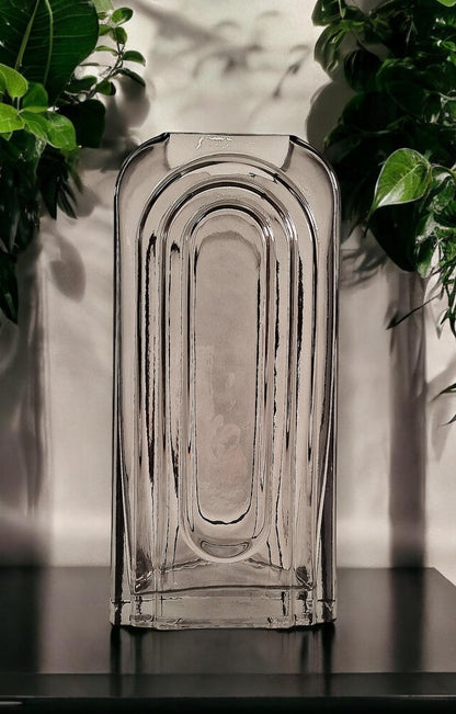 Smoked Glass Arch Vase