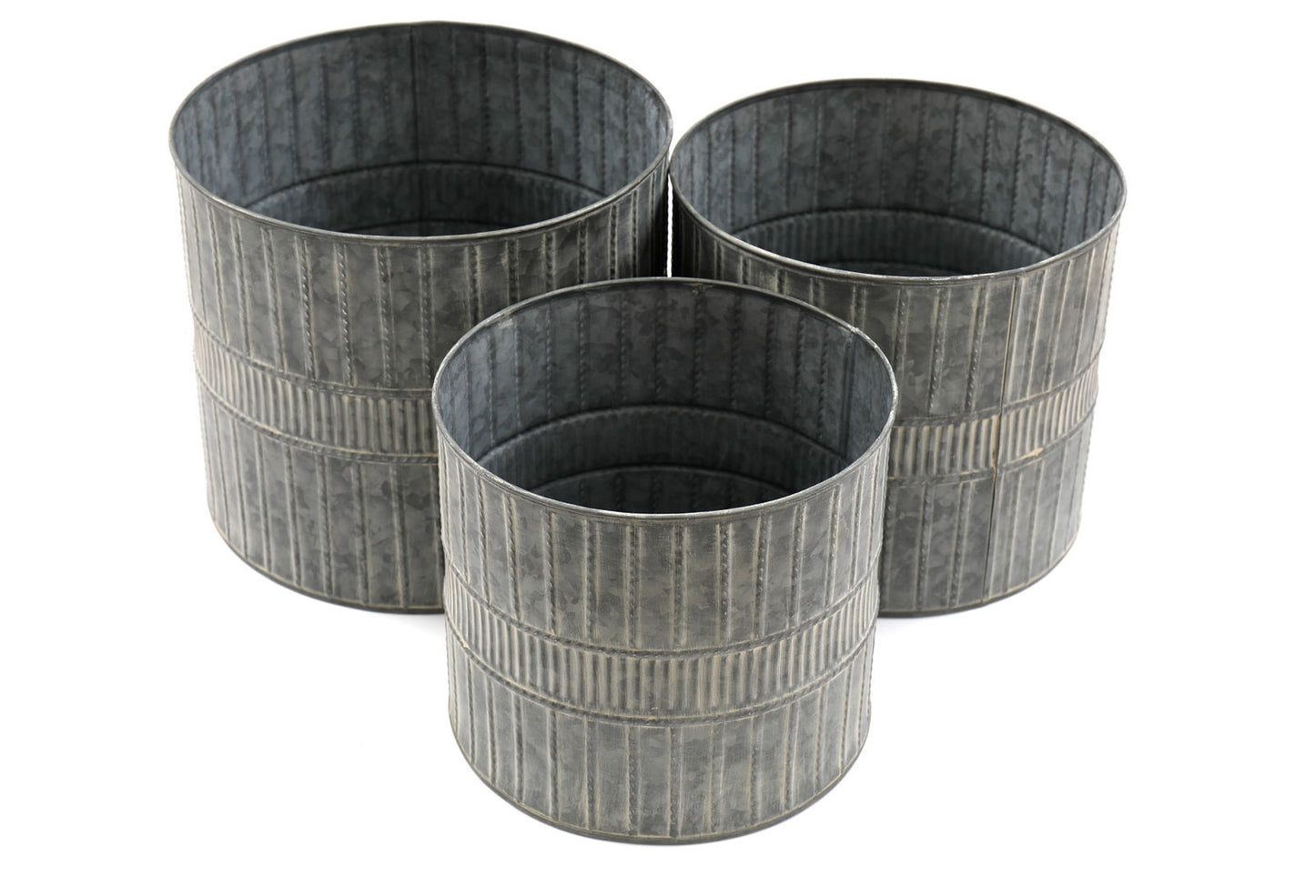 Set of Three Metal Garden Planters