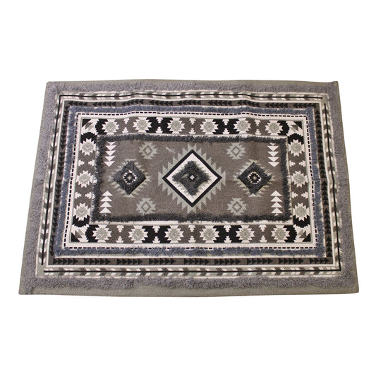 Grey Patterned & Tufted Rug, 60x90cm