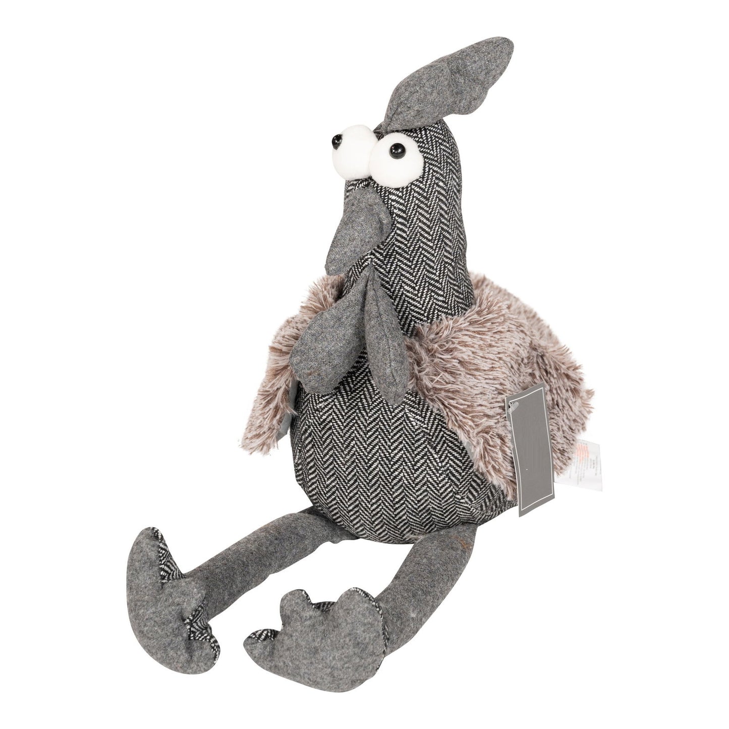 Grey Chicken Fabric Doorstop 36cm