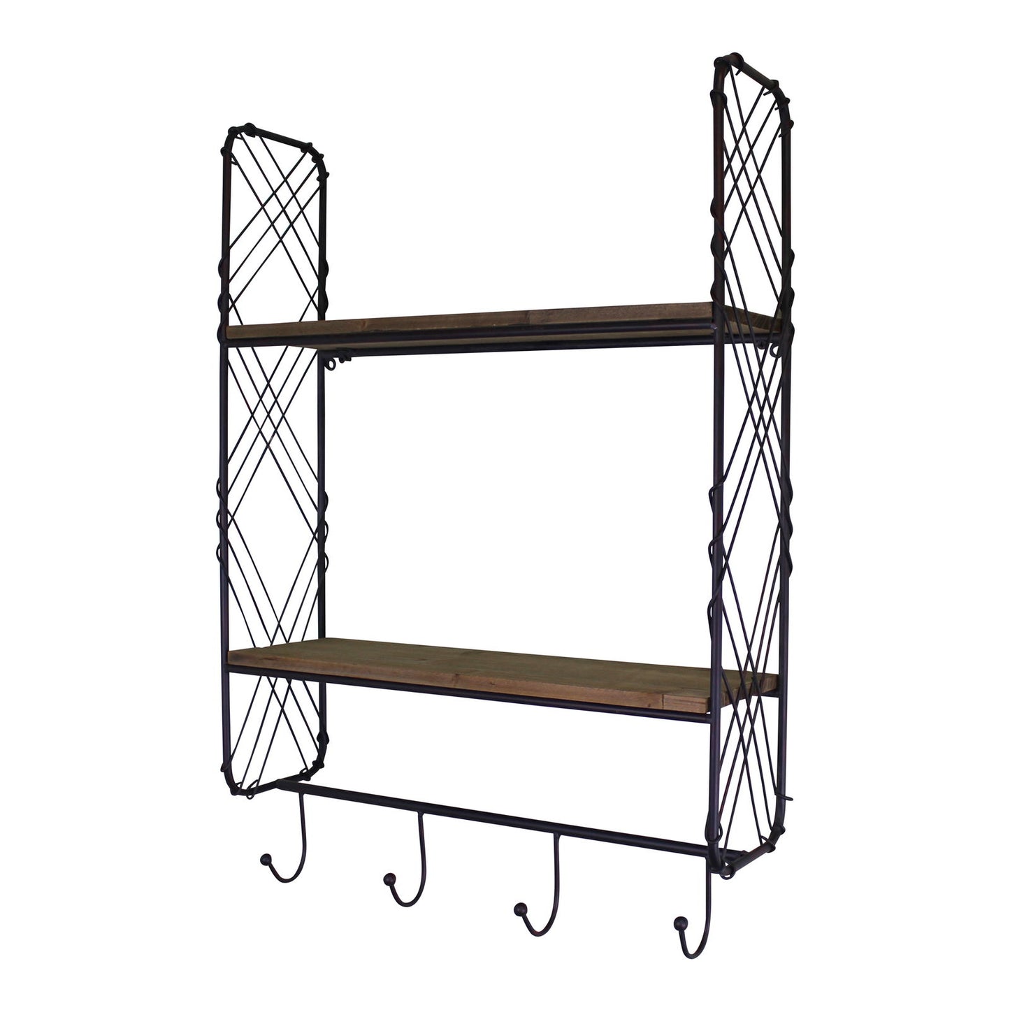 Industrial Style Wall Shelving Unit With Coat Hooks